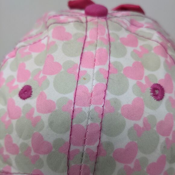 Disney Junior Toddler Girl's Minnie Mouse Strapback Hat Pink Gray Hearts Bow - Picture 7 of 11
